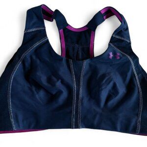 UnderArmour Women's Black, Pink & Gray Sports Bra, 34C HEAT GEAR w/ Back Closure